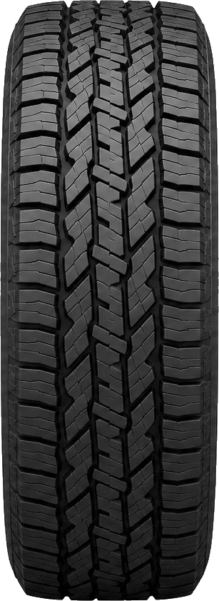 Tire tread front view showing section width